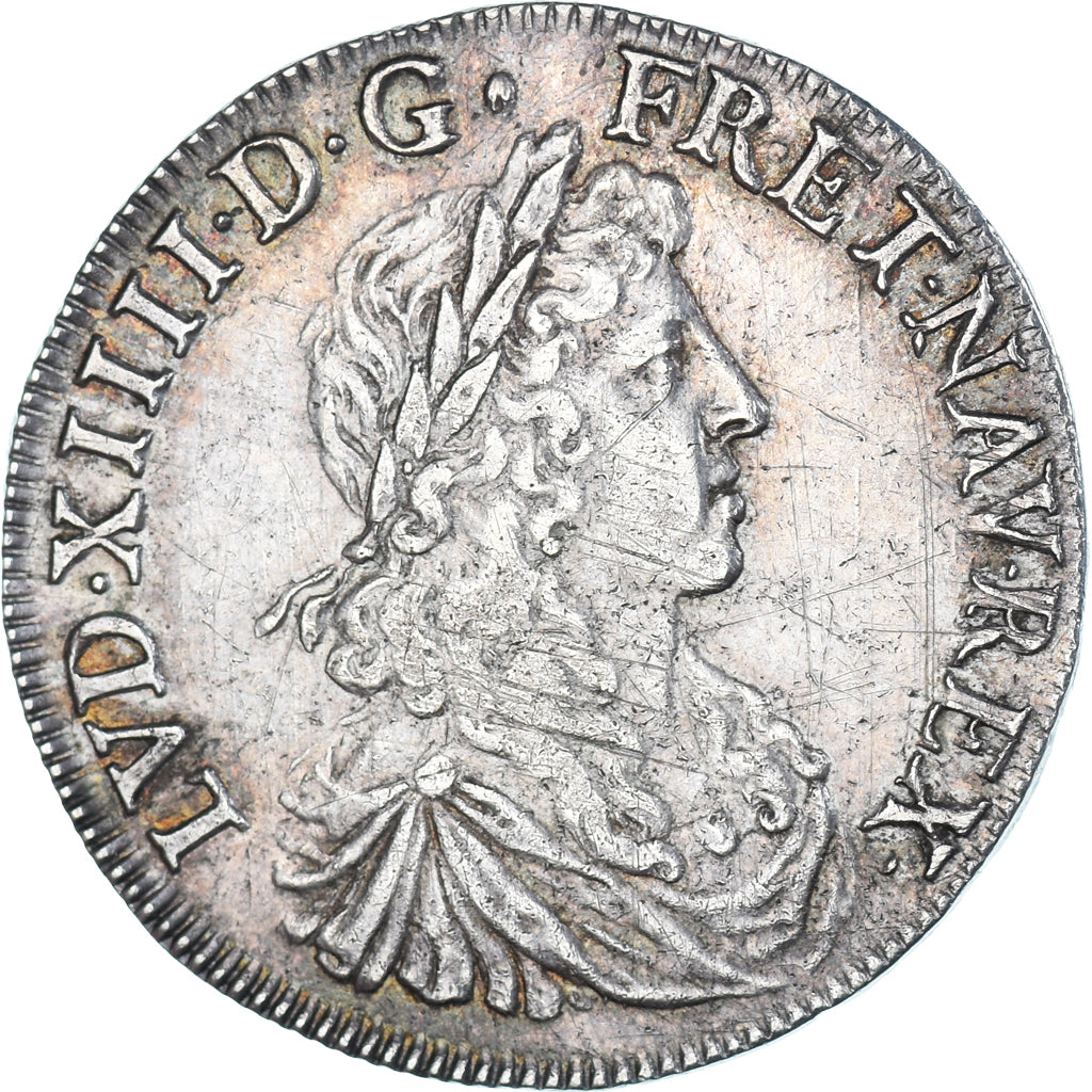 Monnaie, France, Louis XIV, 1/2 Écu au buste juvénile, 1667, Bayonne, TB+