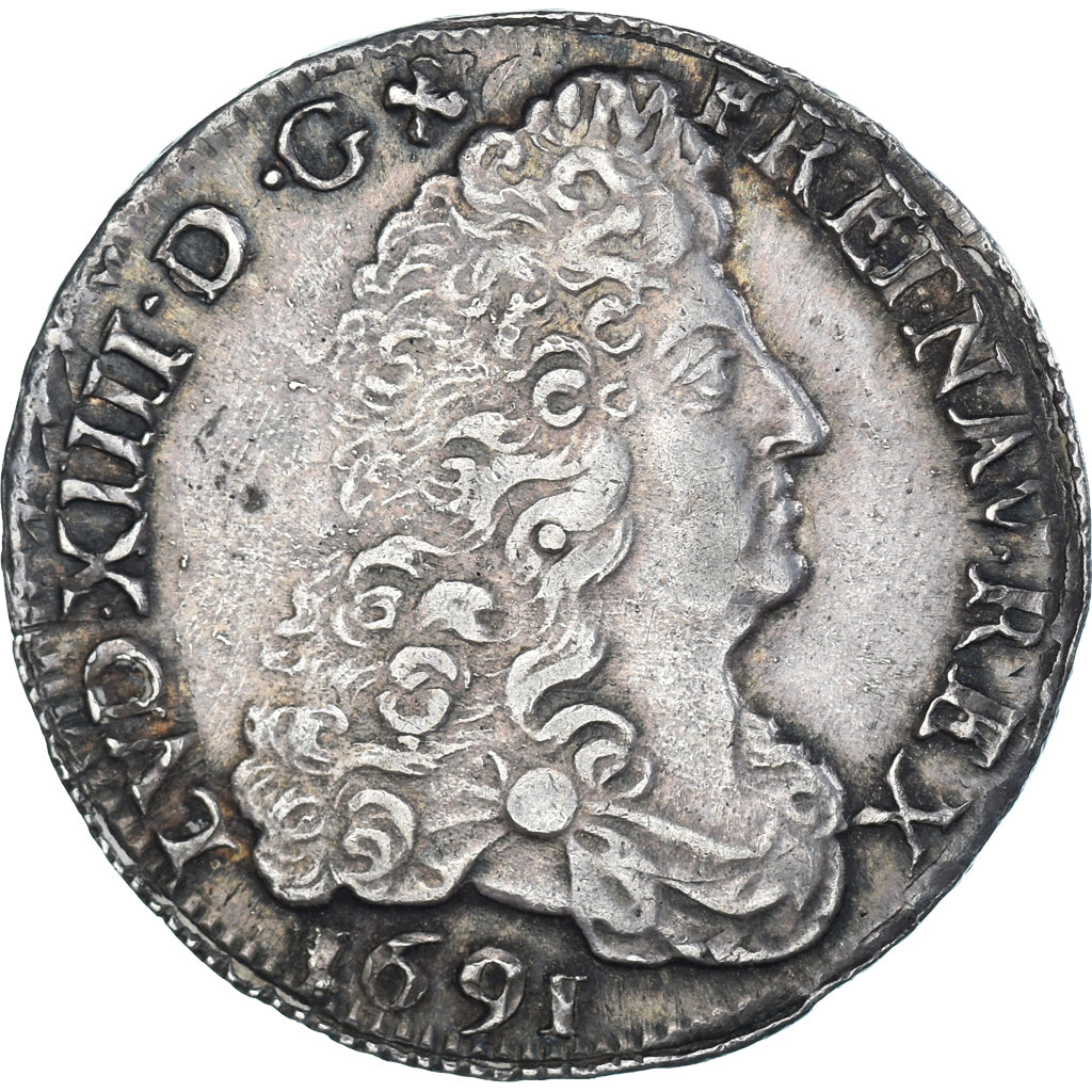 Moneta, Francja, Louis XIV, 1/2 Écu aux huit L, 1691, Montpellier, EF(40-45)