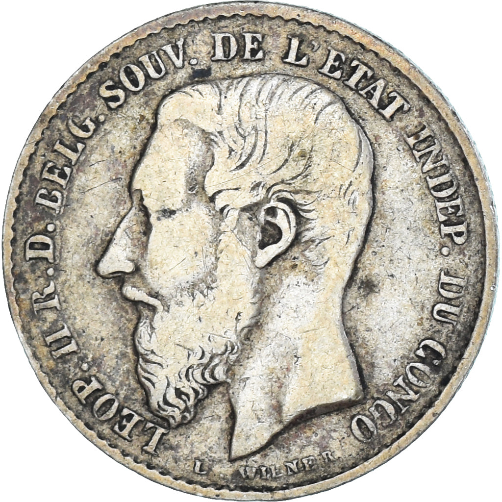 Coin, CONGO FREE STATE, Leopold II, 50 Centimes, 1896, VF(30-35), Silver, KM:5
