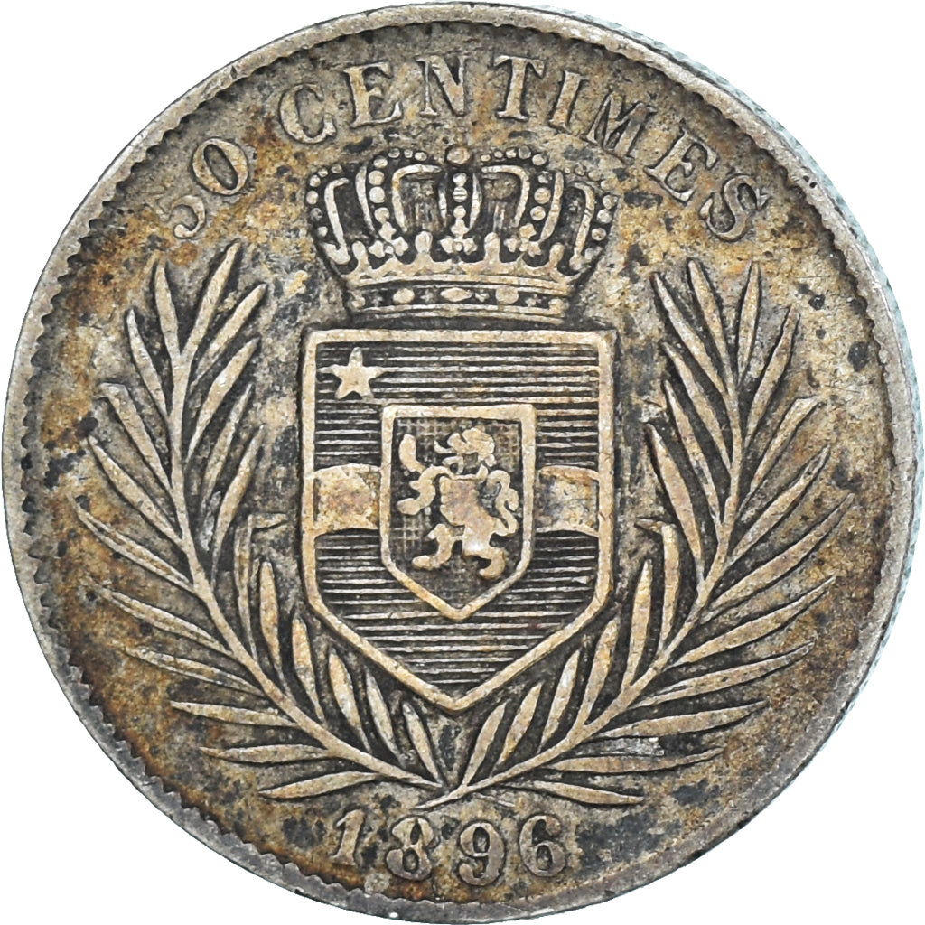 Coin, CONGO FREE STATE, Leopold II, 50 Centimes, 1896, VF(30-35), Silver, KM:5
