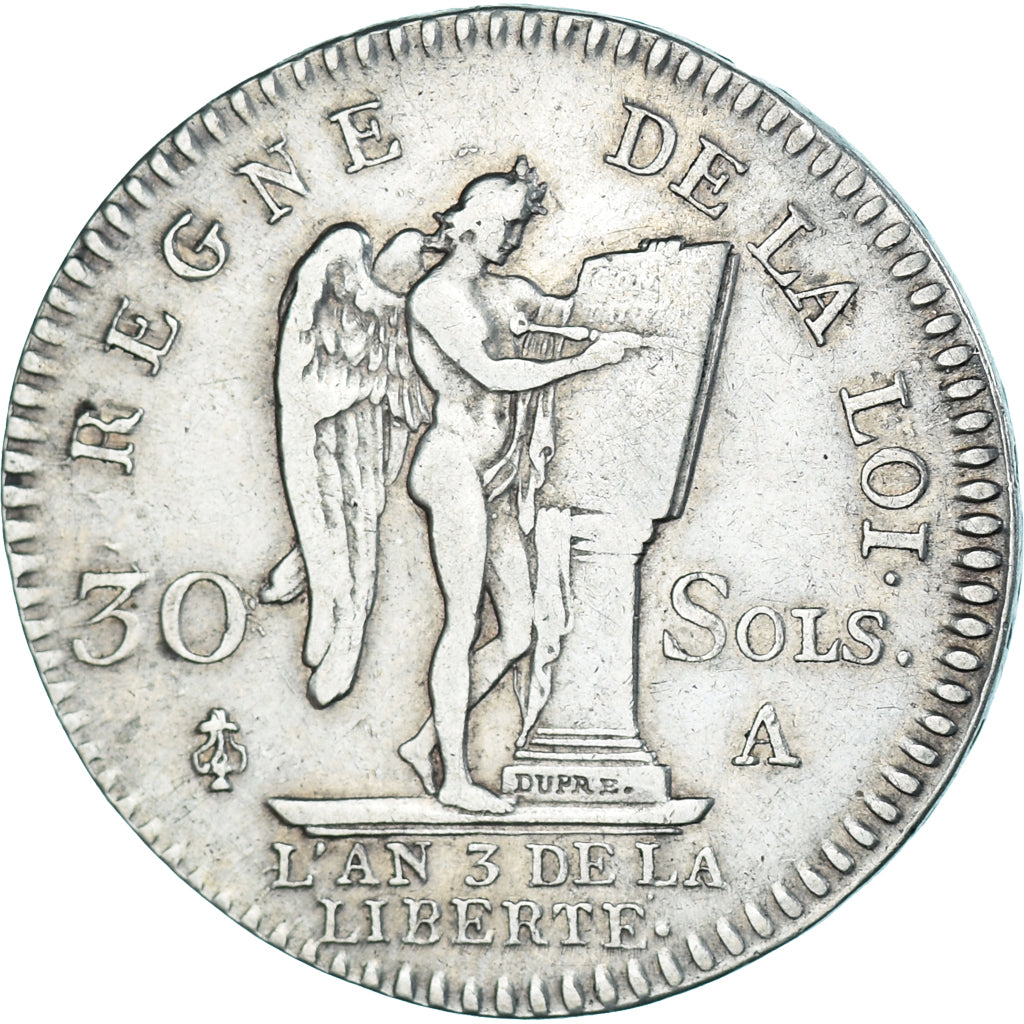 Munten, Frankrijk, Louis XVI, 30 Sols, 1791 / AN 3, Paris, FR+, Zilver