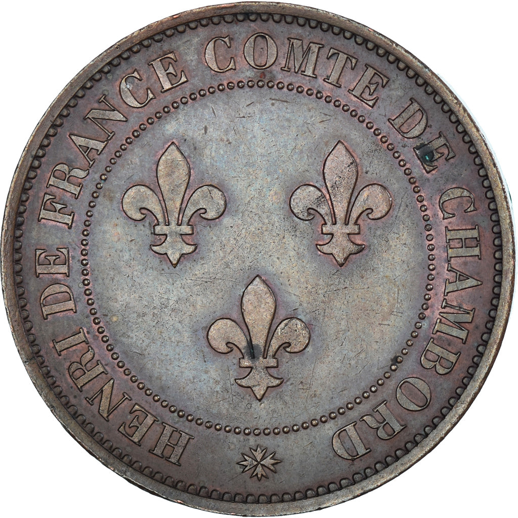 Coin, France, Henri V, Module 5 francs, 1872, Paris, MS(60-62), Bronze