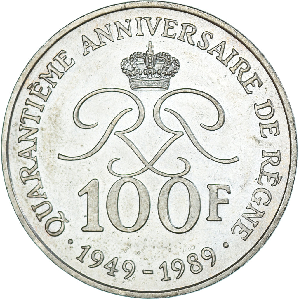Monnaie, Monaco, Rainier III, 40e anniversaire de règne, 100 Francs, 1989