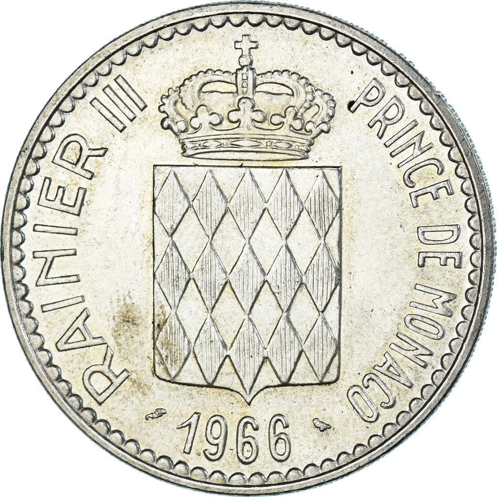 Münze, Monaco, Rainier III, Charles III, 10 Francs, 1966, VZ, Silber