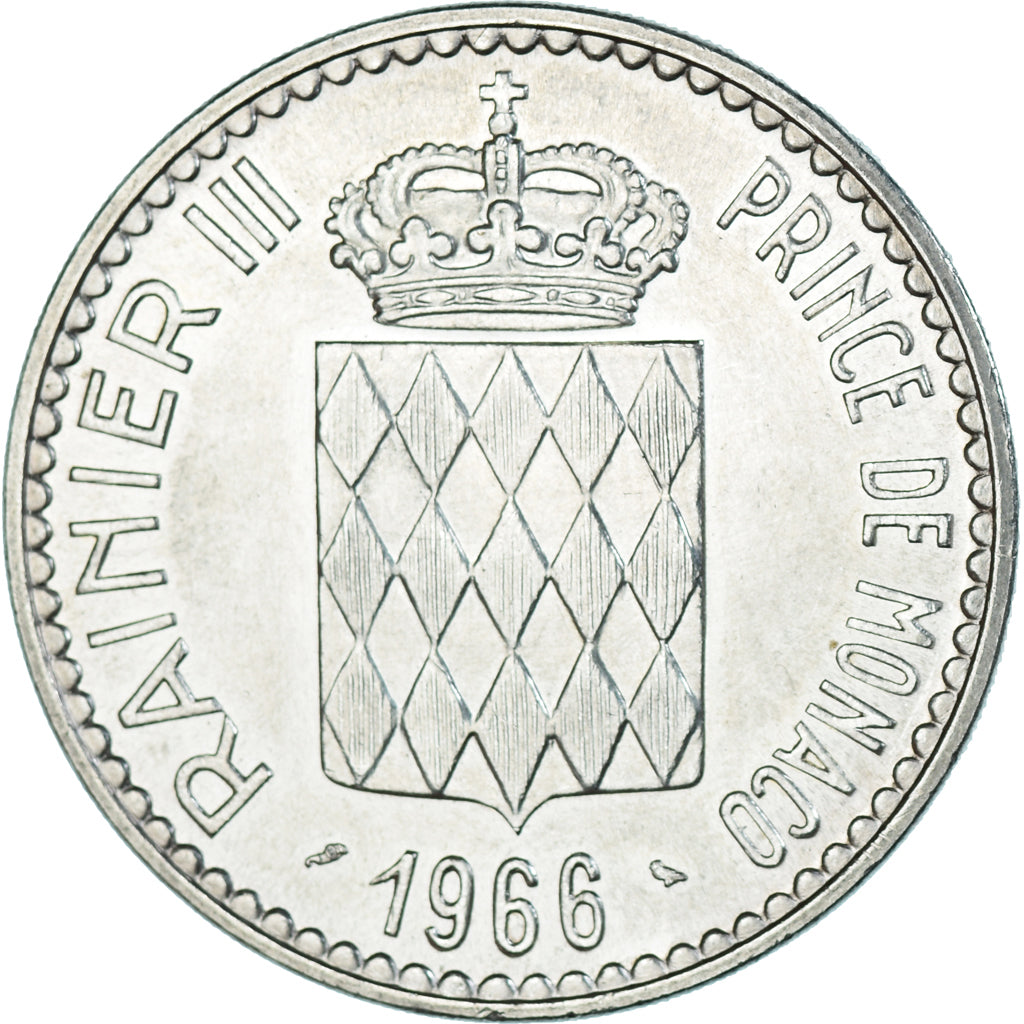 Münze, Monaco, Rainier III, Charles III, 10 Francs, 1966, VZ, Silber