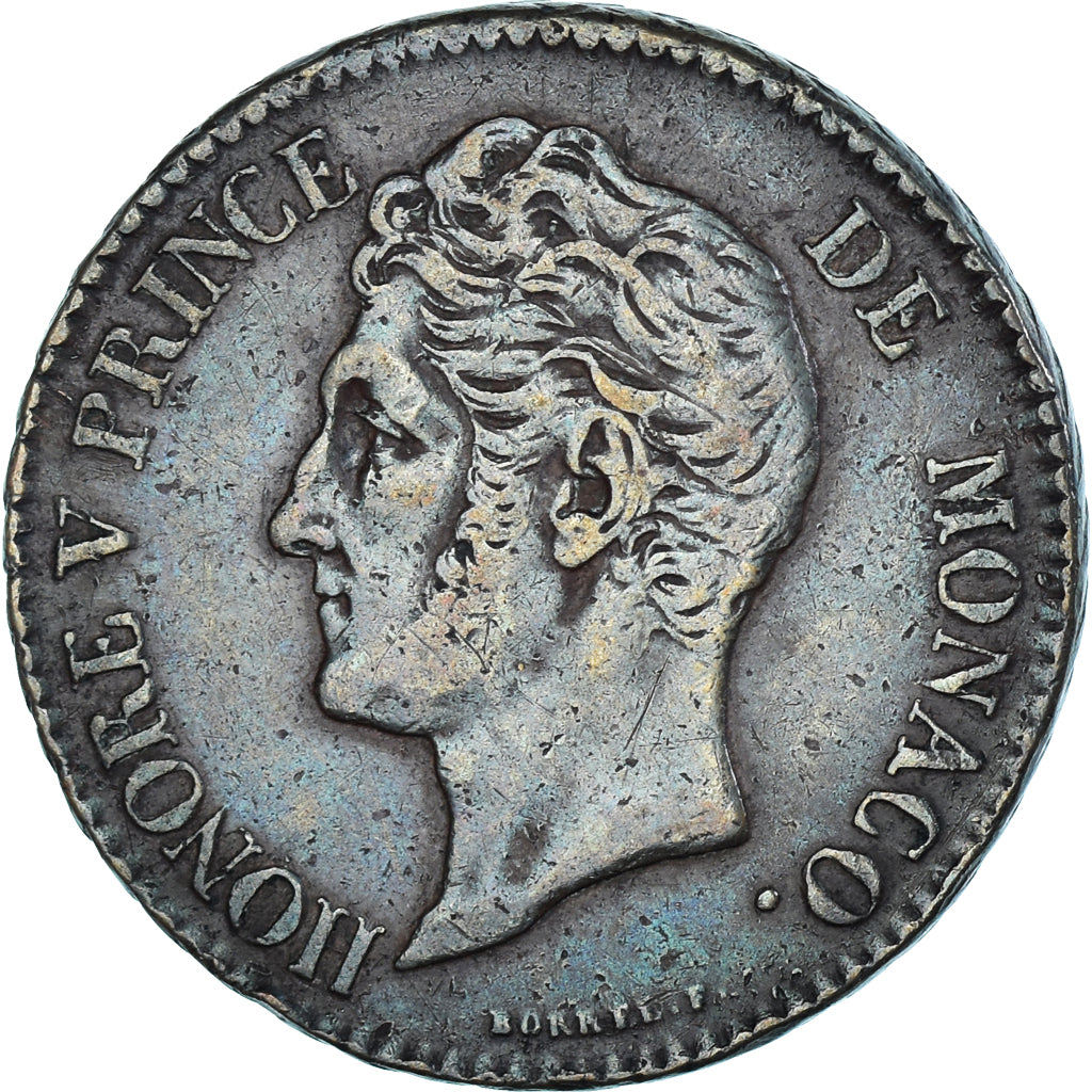 Moeda, Mónaco, Honore V, 5 Centimes, 1837, Monaco, EF(40-45), Cobre