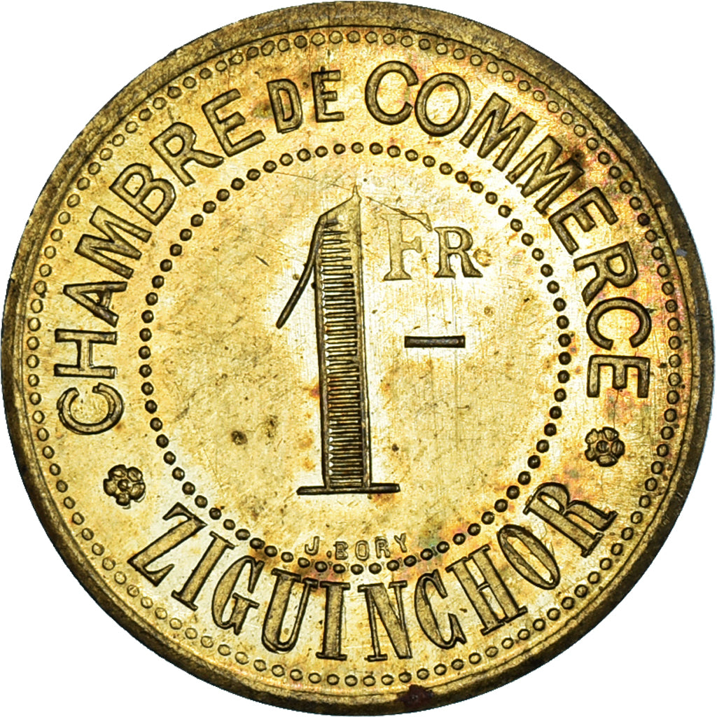 Coin, Senegal, Chambre de commerce, Franc, 1921, AU(55-58), Brass, KM:Tn18