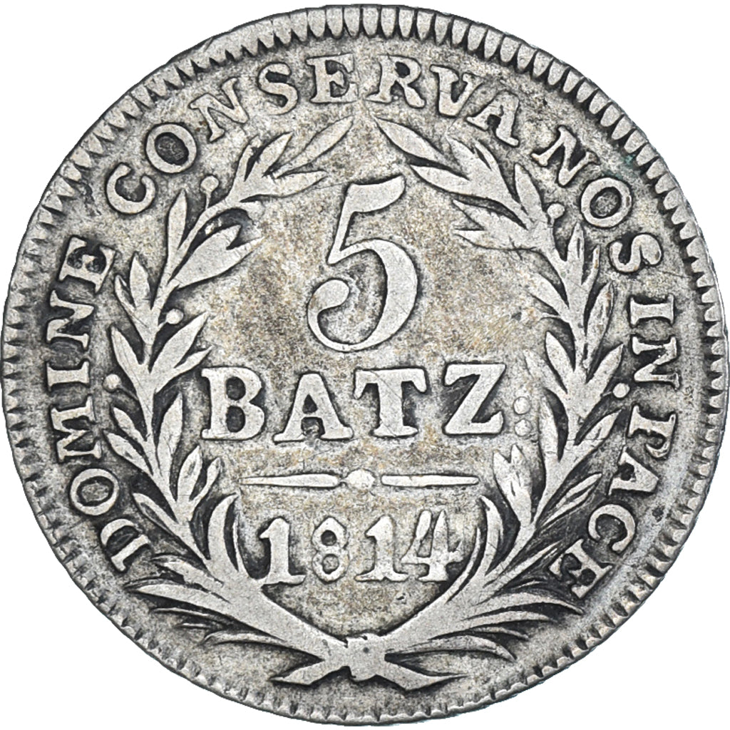 Coin, SWISS CANTONS, LUZERN, 5 Batzen, 1814, Lucerne, EF(40-45), Silver, KM:108