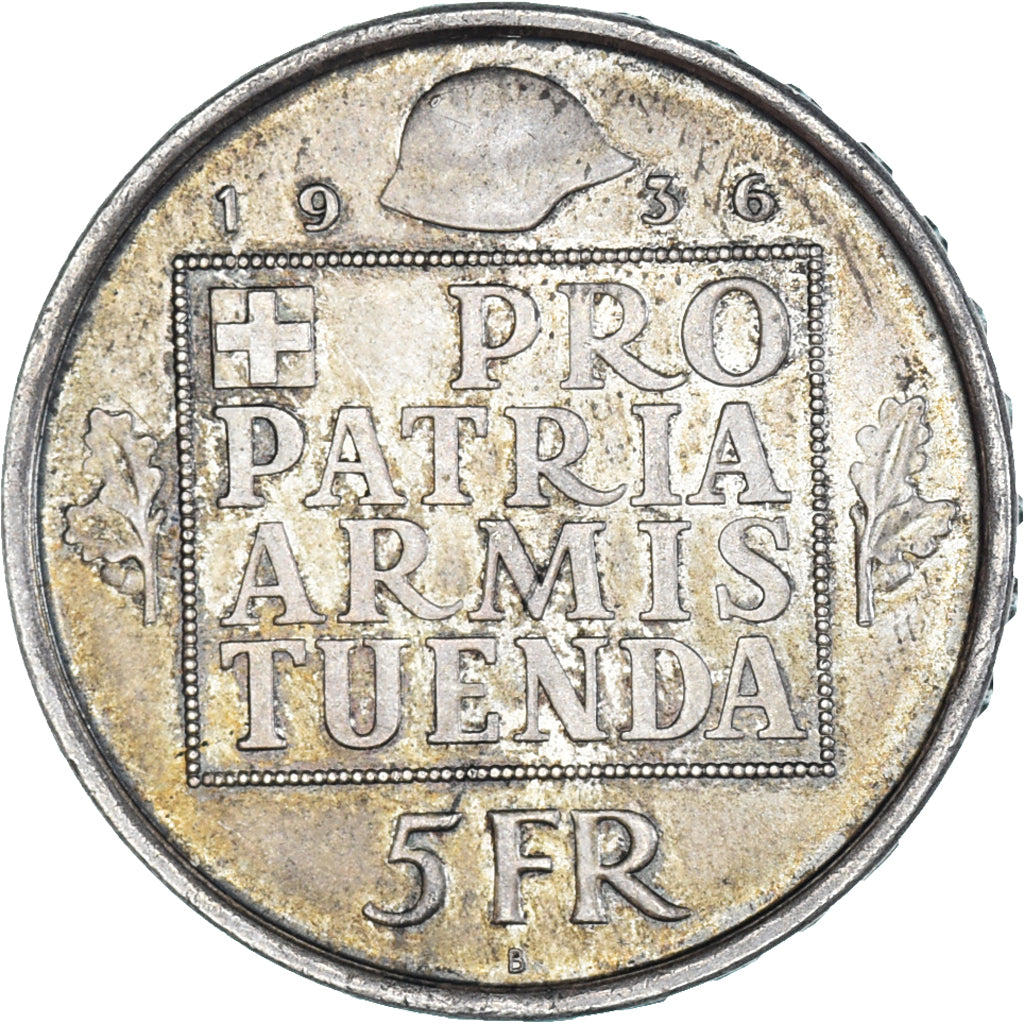 Moneda, Suiza, Helvetia, 5 Francs, 1936, Bern, MBC, Plata, KM:41