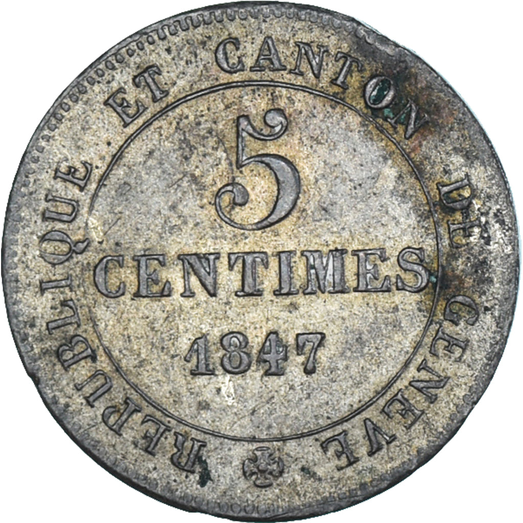 Monnaie, Cantons Suisses, GENEVA, 5 Centimes, 1847, Genève, SUP, Billon, KM:133