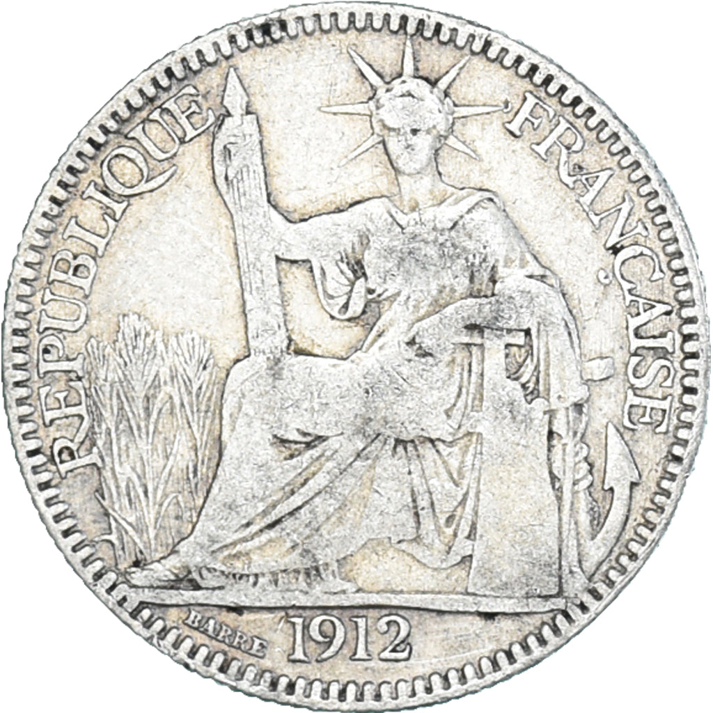 Coin, FRENCH INDO-CHINA, 10 Cents, 1912, Paris, F(12-15), Silver, KM:9