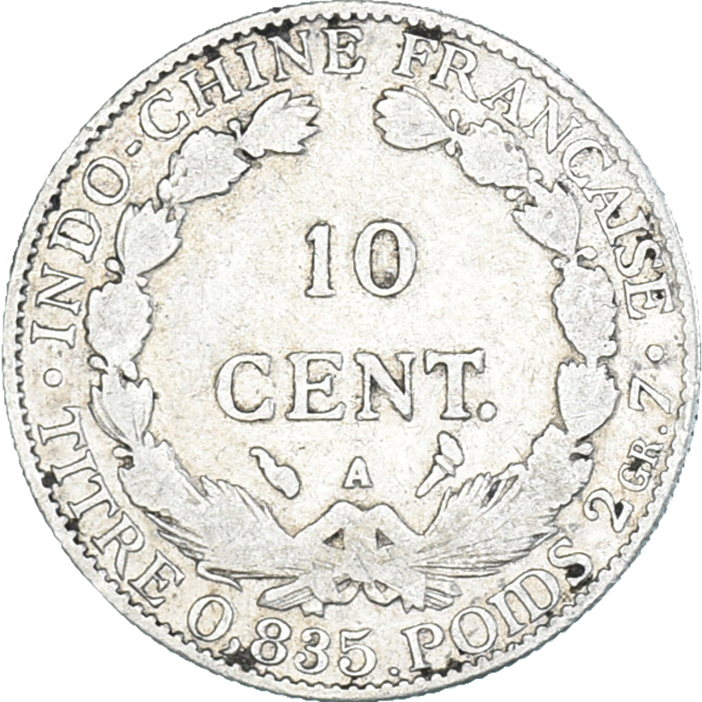 Coin, FRENCH INDO-CHINA, 10 Cents, 1912, Paris, F(12-15), Silver, KM:9