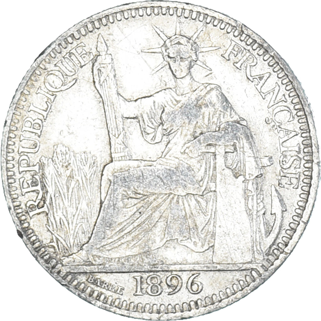 Coin, FRENCH INDO-CHINA, 10 Cents, 1896, Paris, Variety, VF(30-35), Silver