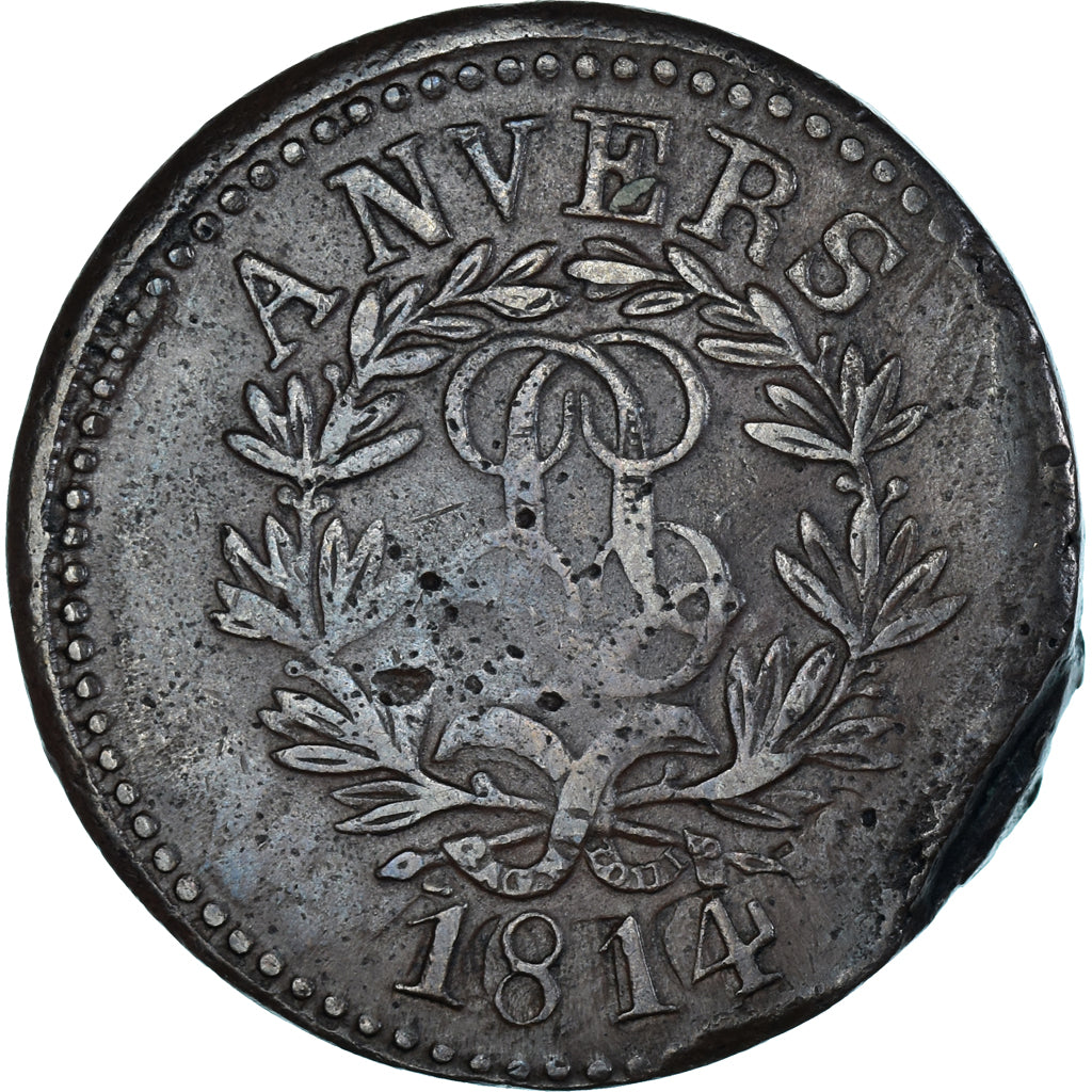 Coin, FRENCH STATES, ANTWERP, Napoleon I, 10 Centimes, 1814, Anvers, VF(20-25)