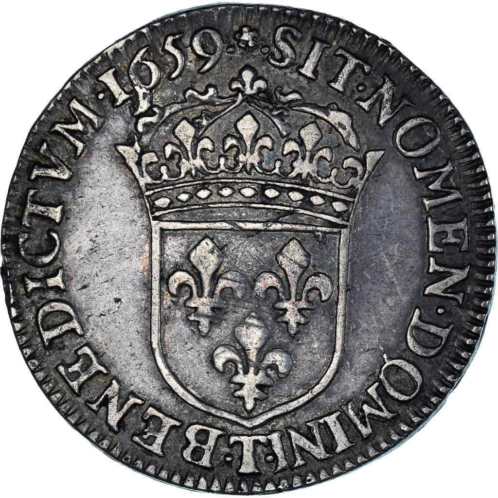Monnaie, France, Louis XIV, 1/4 Écu buste juvénile, 1/4 Ecu, 1659, Nantes