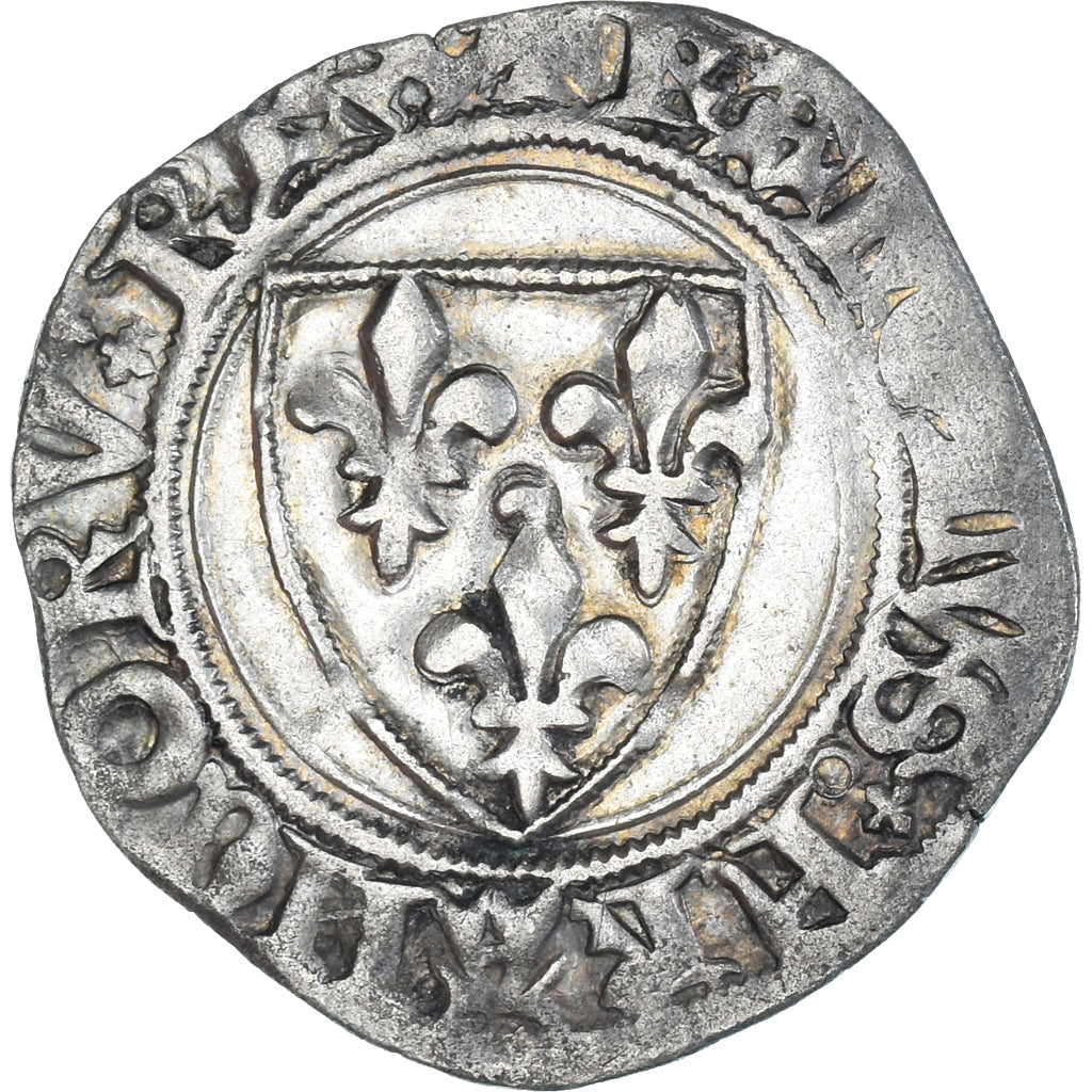 Moeda, França, Charles VI, Blanc Guénar, 1380-1422, Sainte-Ménéhould