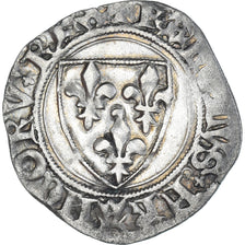 Moeda, França, Charles VI, Blanc Guénar, 1380-1422, Sainte-Ménéhould
