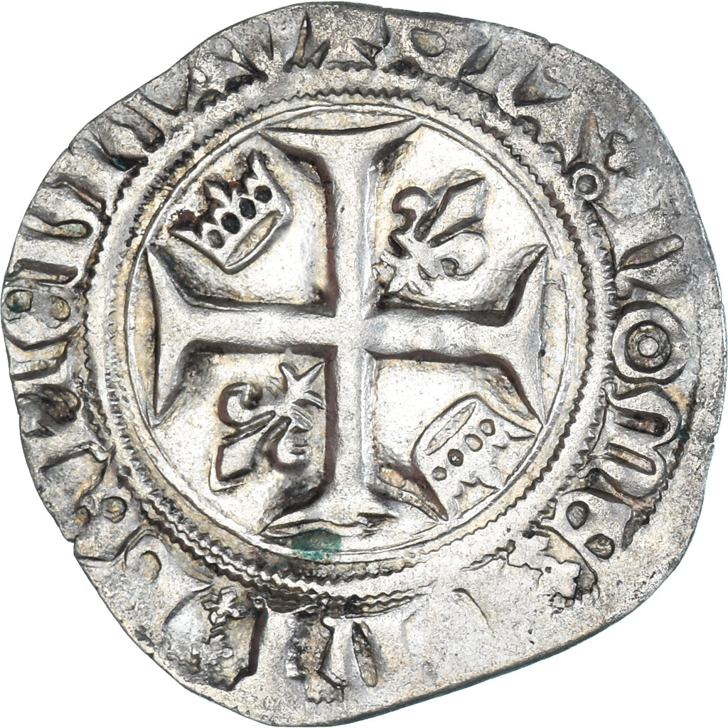 Moeda, França, Charles VI, Blanc Guénar, 1380-1422, Sainte-Ménéhould