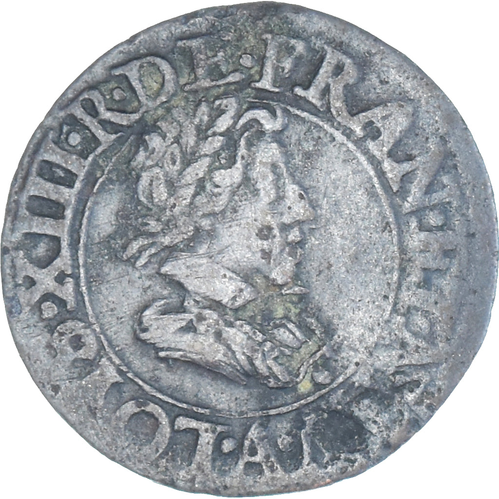 Moneda, Francia, Louis XIII, Denier Tournois, 1622, Paris, BC+, Cobre