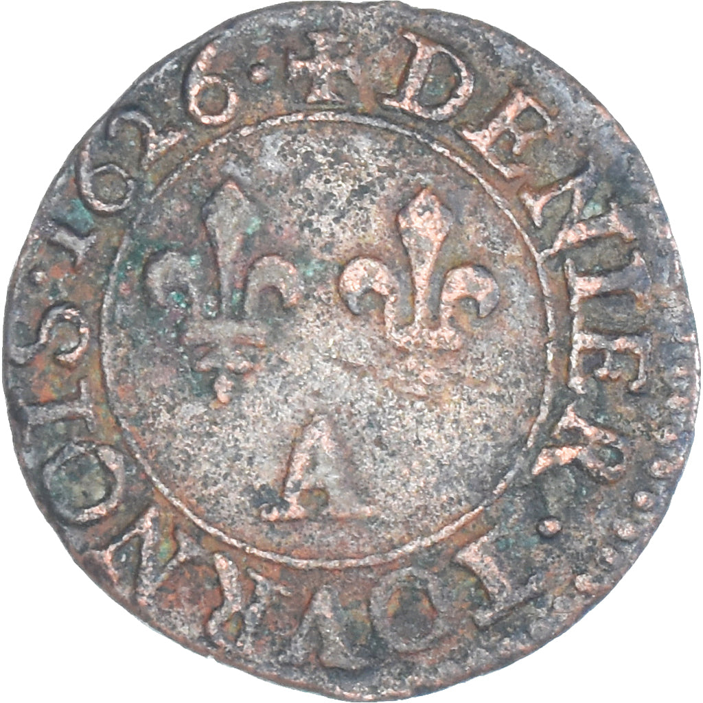 Monnaie, France, Louis XIII, Denier Tournois, 1626, Paris, TB+, Cuivre