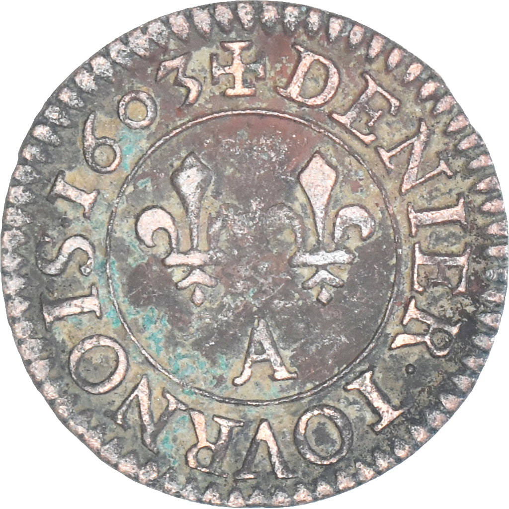 Münze, Frankreich, Henri IV, Denier Tournois, 1603, Paris, S+, Kupfer