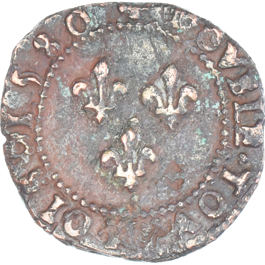 Moneta, Francia, Henri III, Double Tournois, 1580, Uncertain Mint, B, Rame