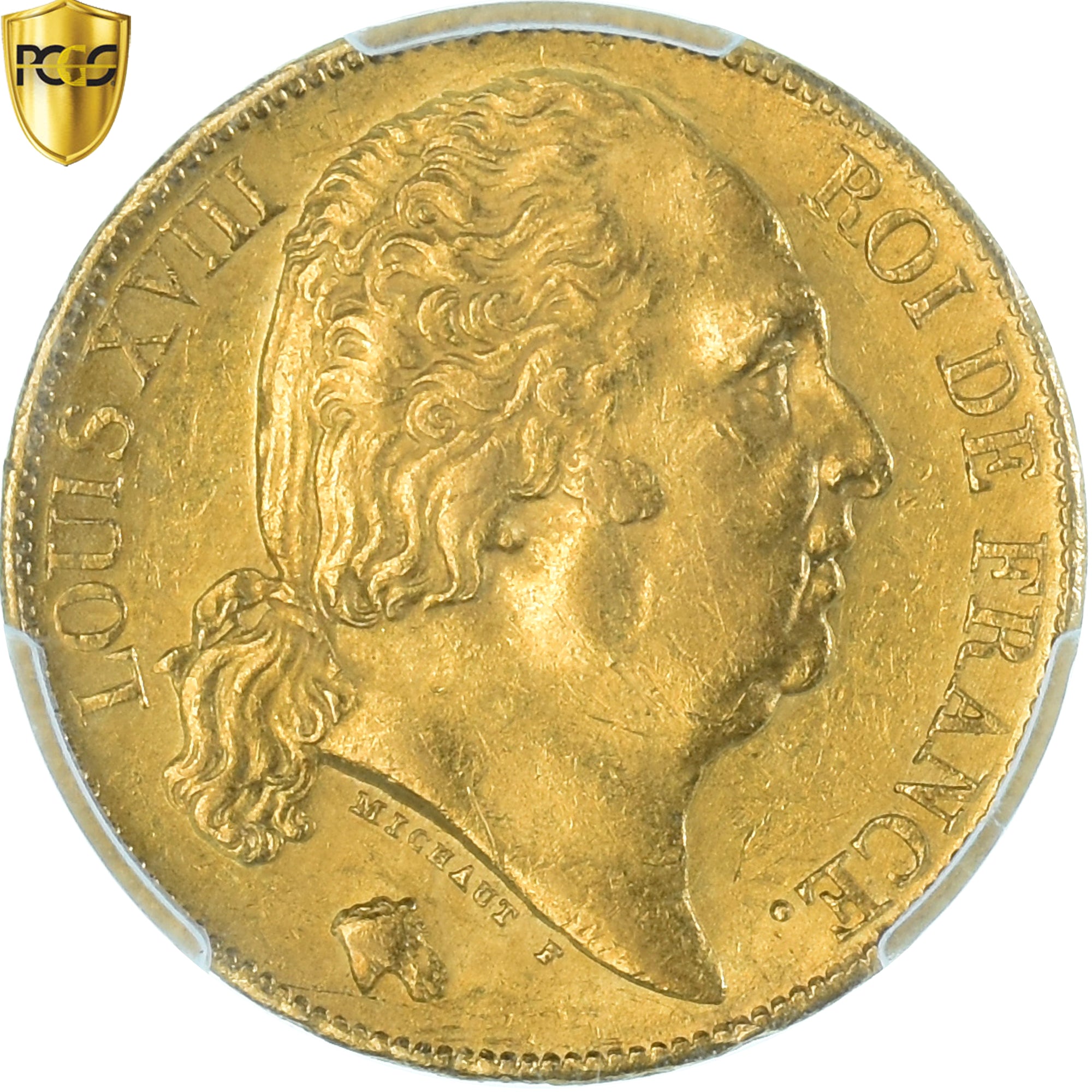 Moneda, Francia, Louis XVIII, 20 Francs, 1819, Paris, PCGS, MS62, EBC+, Oro