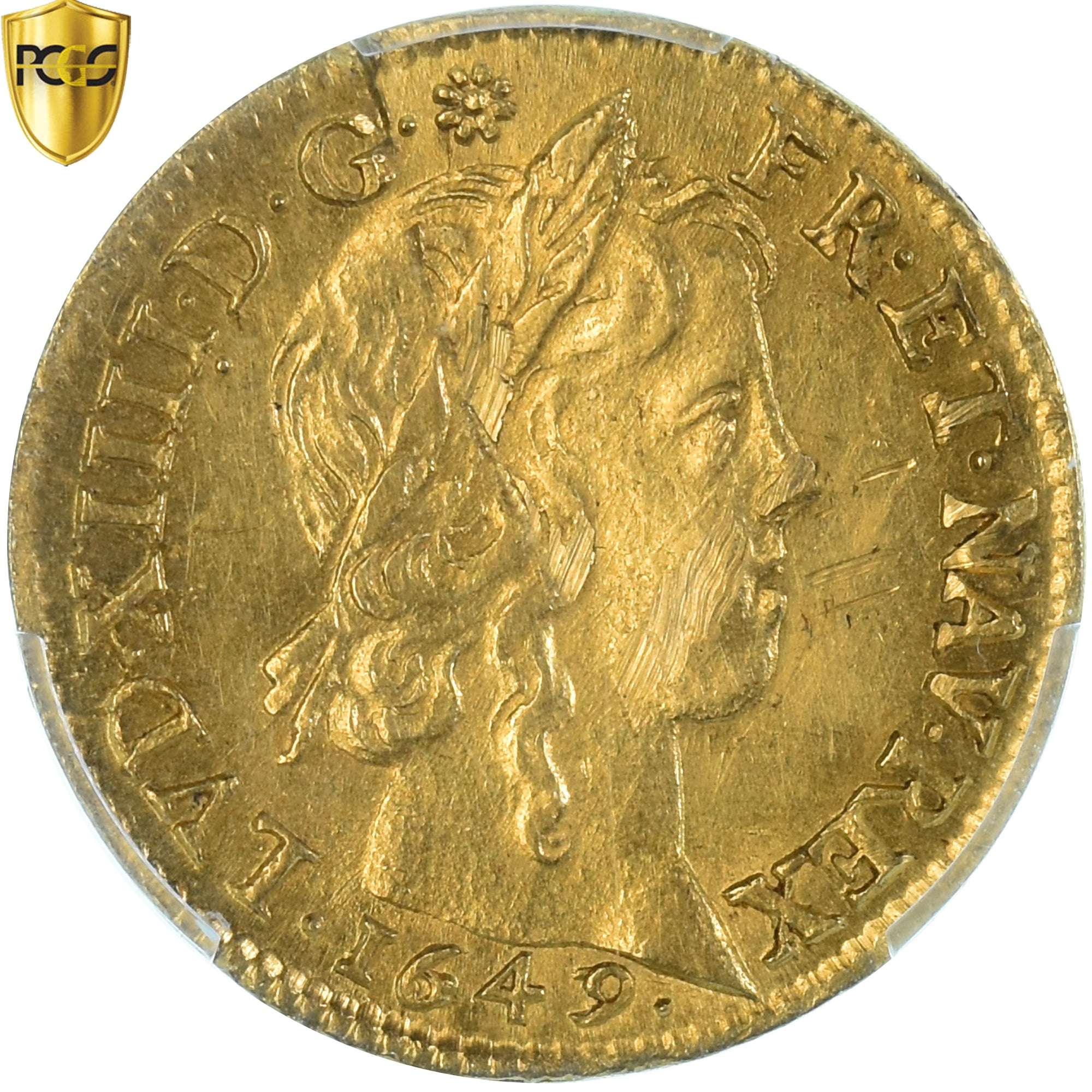 Coin, France, Louis XIV, Louis d'or à la mèche longue, 1649, Paris, Bent flan