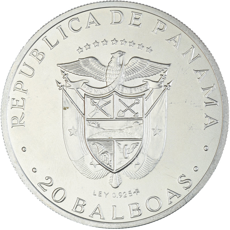 Moeda Panamá 20 Balboas 1974 U.S. Mint Simon Bolivar MS(60-62