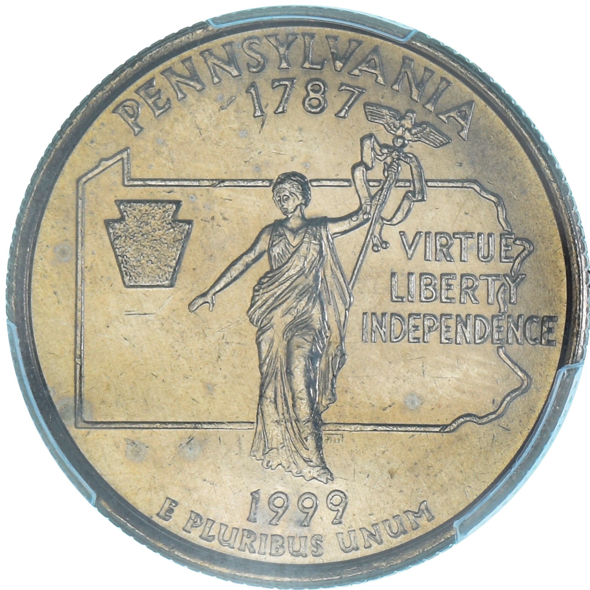 Coin, United States, Quarter, 1999, U.S. Mint, Denver, PENNSYLVANIA, PCGS, MS63