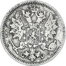 Munten, Finland, Alexander III, 25 Penniä, 1889, Helsinki, ZG+, Zilver, KM:6.2