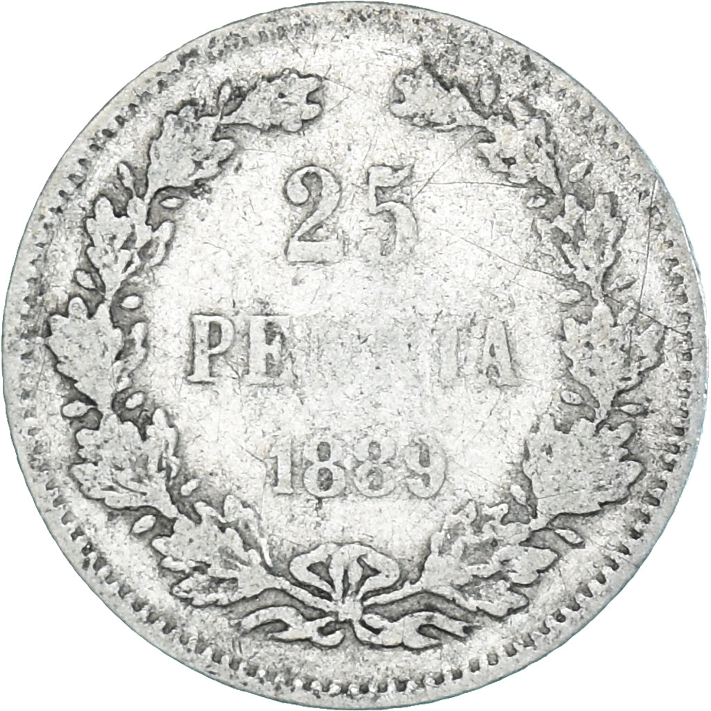 Munten, Finland, Alexander III, 25 Penniä, 1889, Helsinki, ZG+, Zilver, KM:6.2