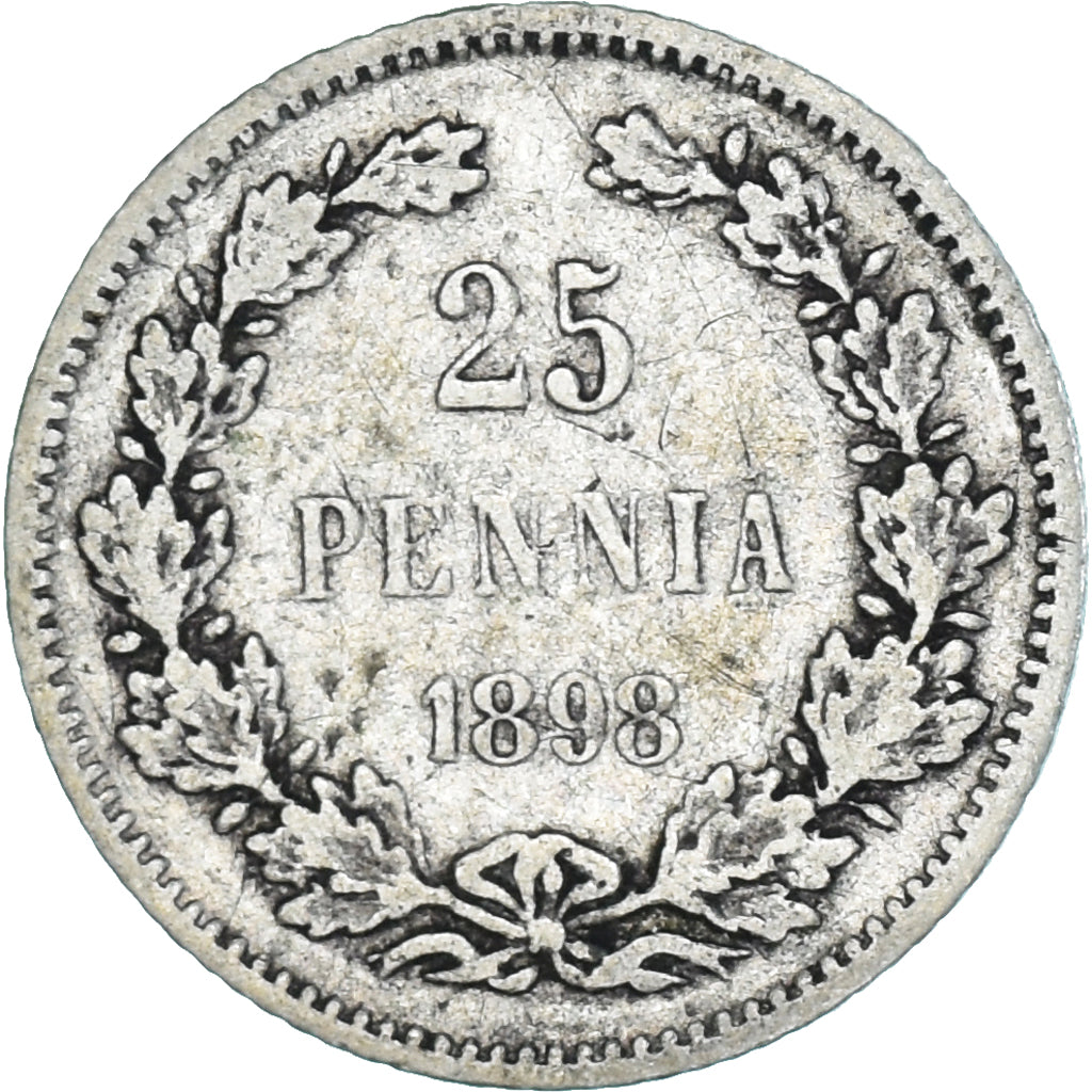 Coin, Finland, Nicholas II, 25 Penniä, 1898, Helsinki, VF(20-25), Silver