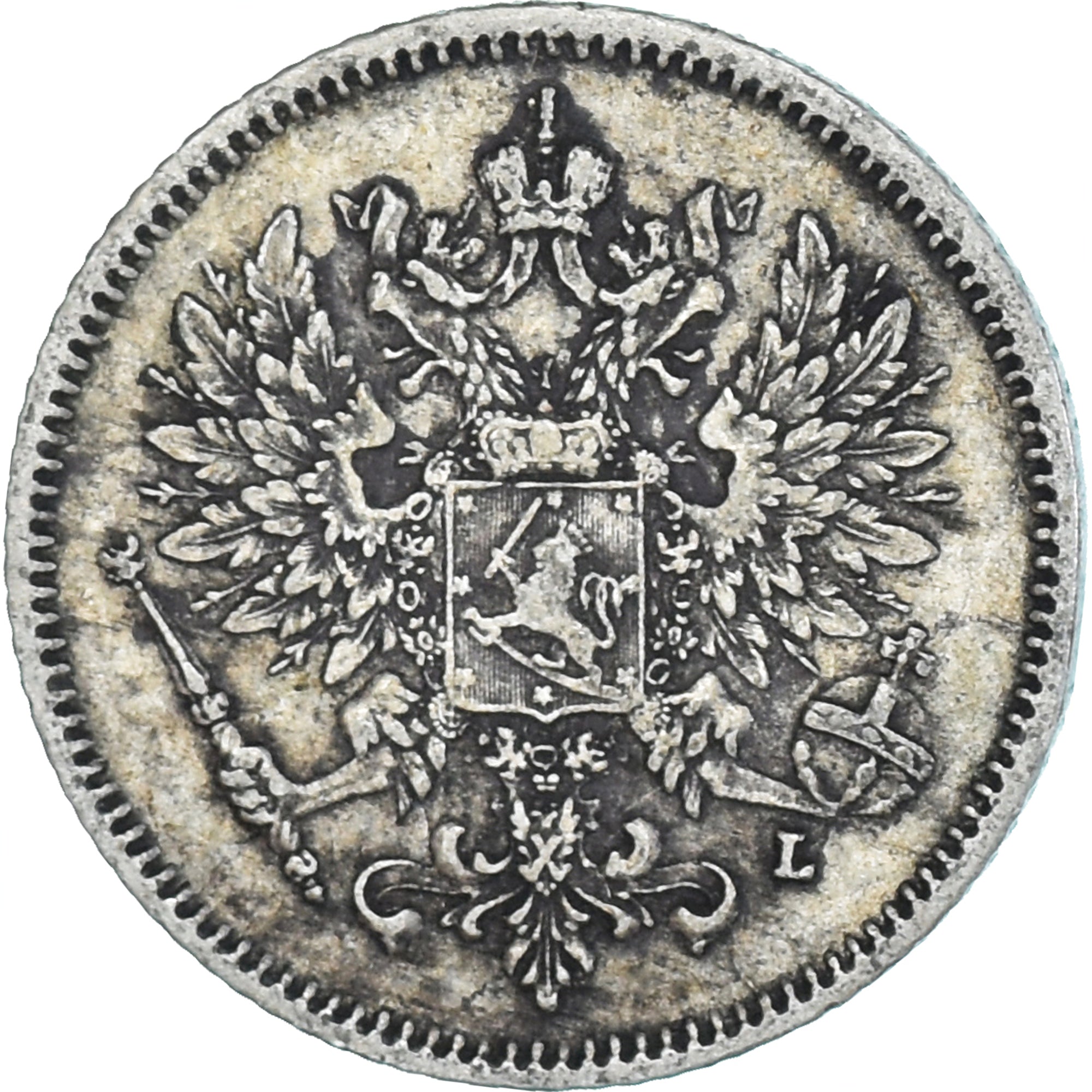 Moneda, Finlandia, Nicholas II, 25 Penniä, 1908, Helsinki, MBC+, Plata, KM:6.2