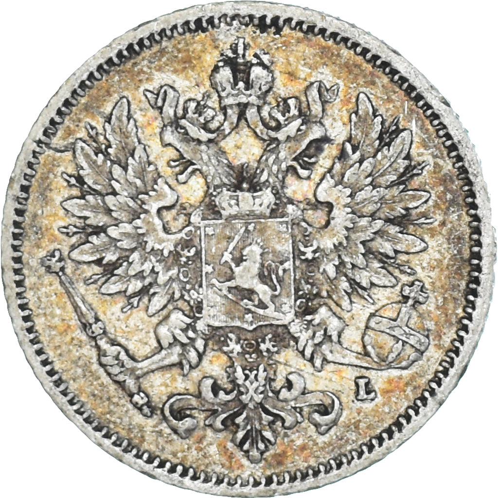 Moneda, Finlandia, Nicholas II, 25 Penniä, 1910, Helsinki, MBC, Plata, KM:6.2