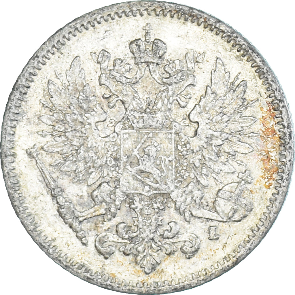 Moneda, Finlandia, Nicholas II, 25 Penniä, 1909, Helsinki, BC, Plata, KM:6.2