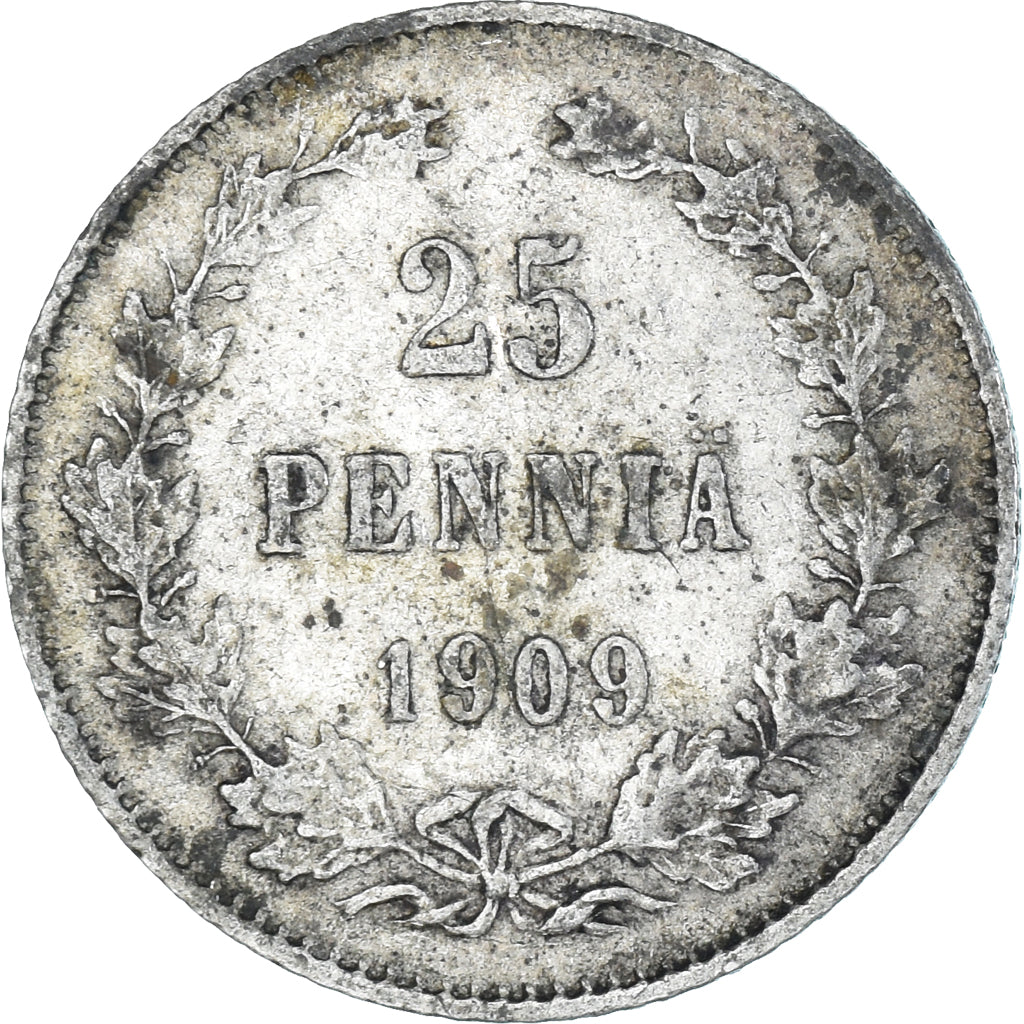 Monnaie, Finlande, Nicholas II, 25 Penniä, 1909, Helsinki, TB+, Argent, KM:6.2