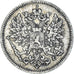 Moneda, Finlandia, Nicholas II, 25 Penniä, 1909, Helsinki, MBC+, Plata, KM:6.2