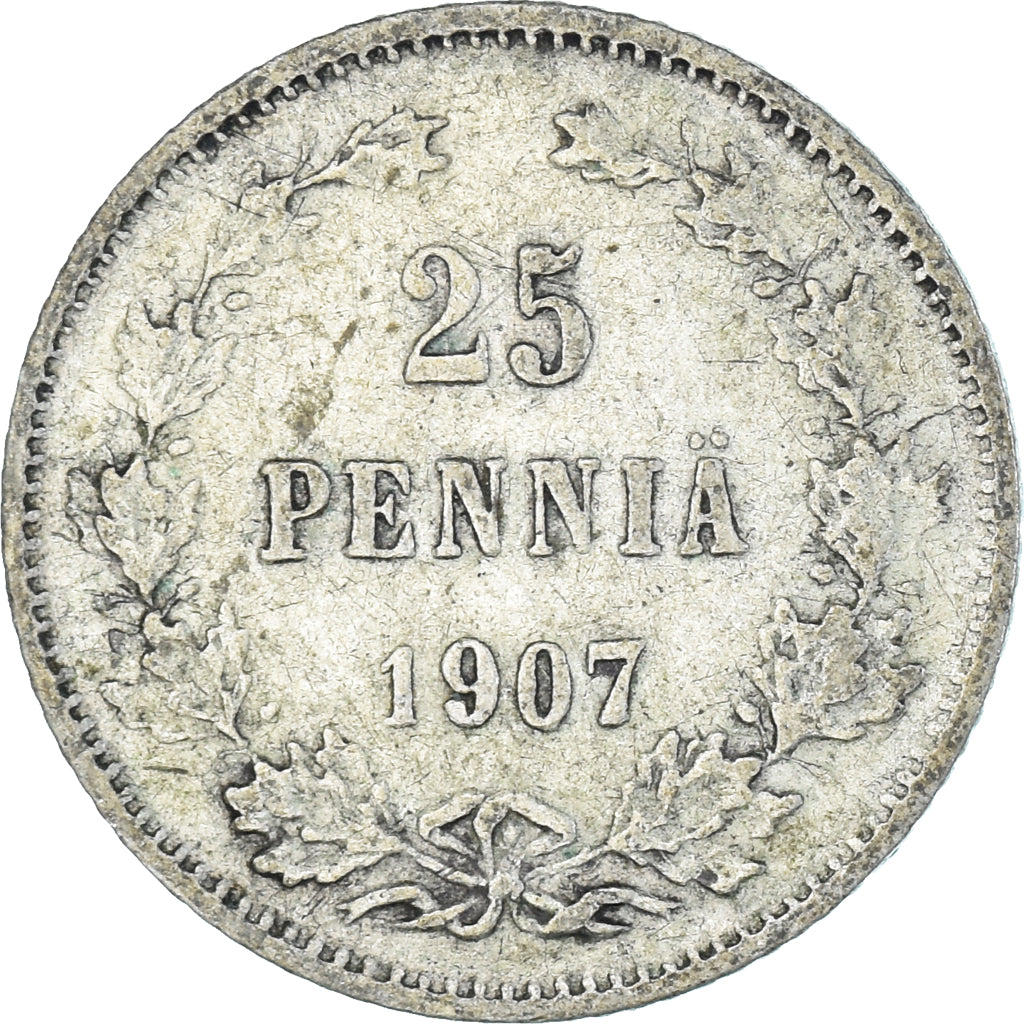 Münze, Finnland, Nicholas II, 25 Penniä, 1907, Helsinki, S+, Silber, KM:6.2