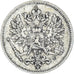 Moneda, Finlandia, Nicholas II, 25 Penniä, 1907, Helsinki, MBC+, Plata, KM:6.2