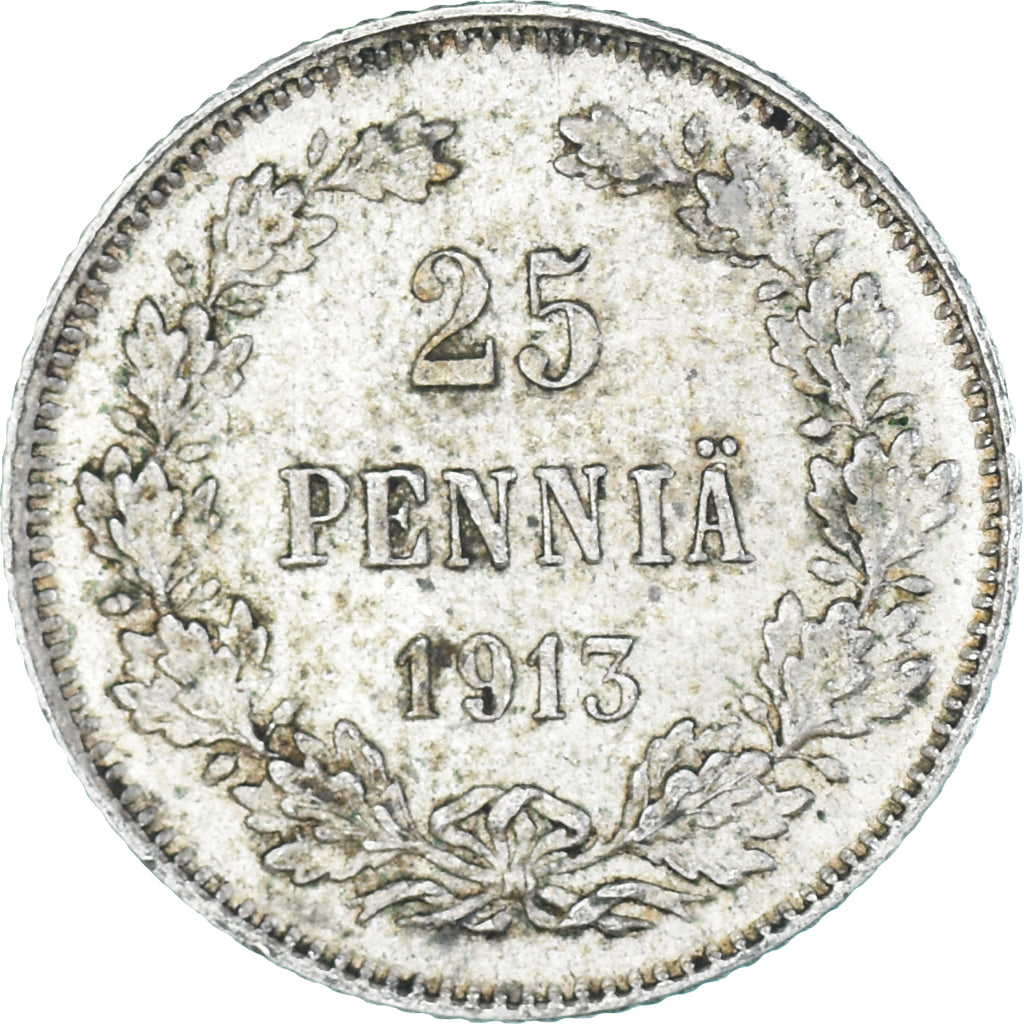 Münze, Finnland, Nicholas II, 25 Penniä, 1913, Helsinki, SS, Silber, KM:6.2