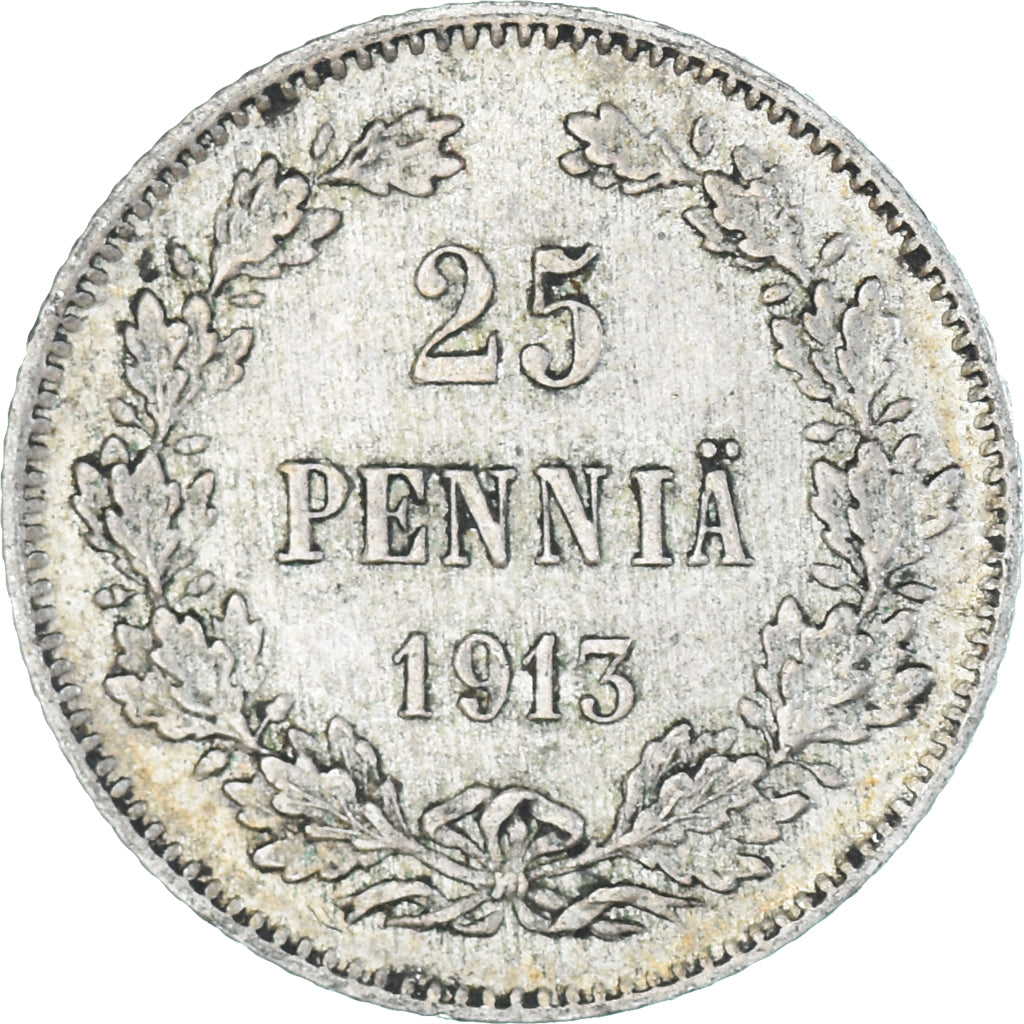 Münze, Finnland, Nicholas II, 25 Penniä, 1913, Helsinki, SS, Silber, KM:6.2
