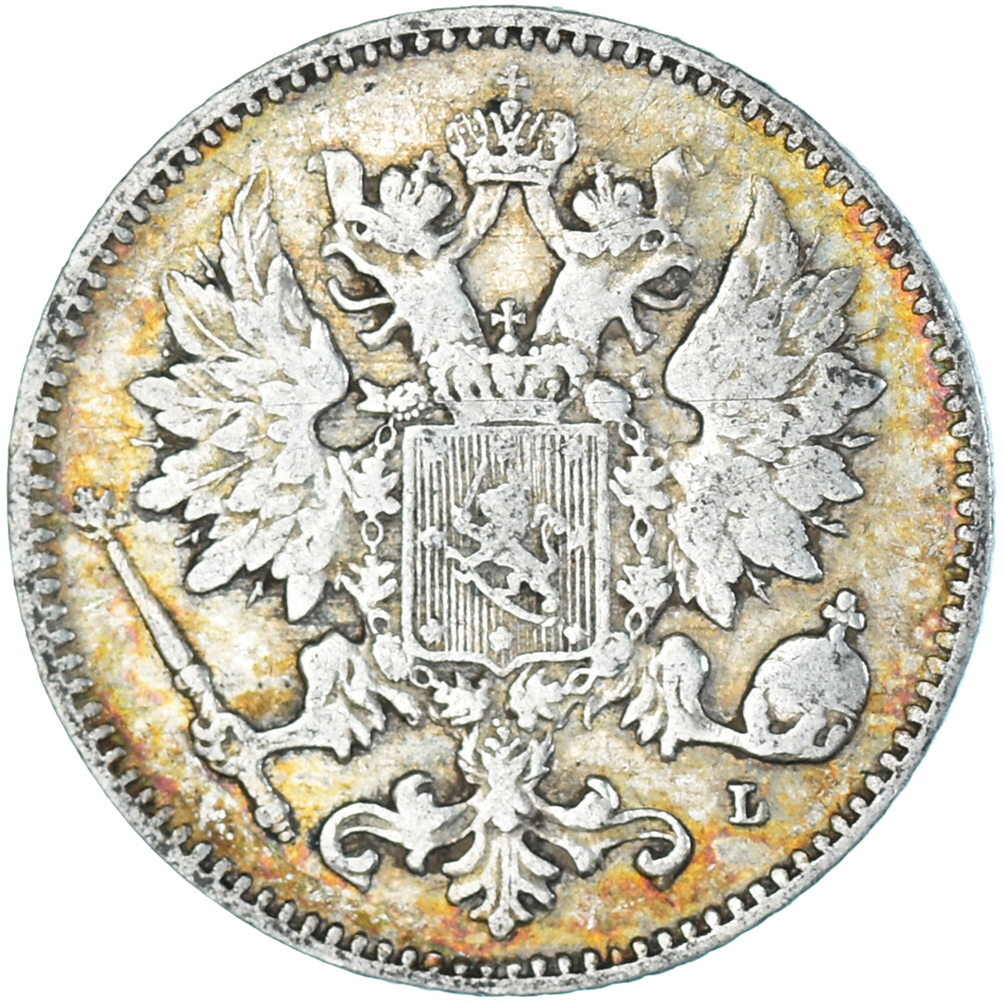Coin, Finland, Nicholas II, 25 Penniä, 1901, Helsinki, VF(30-35), Silver