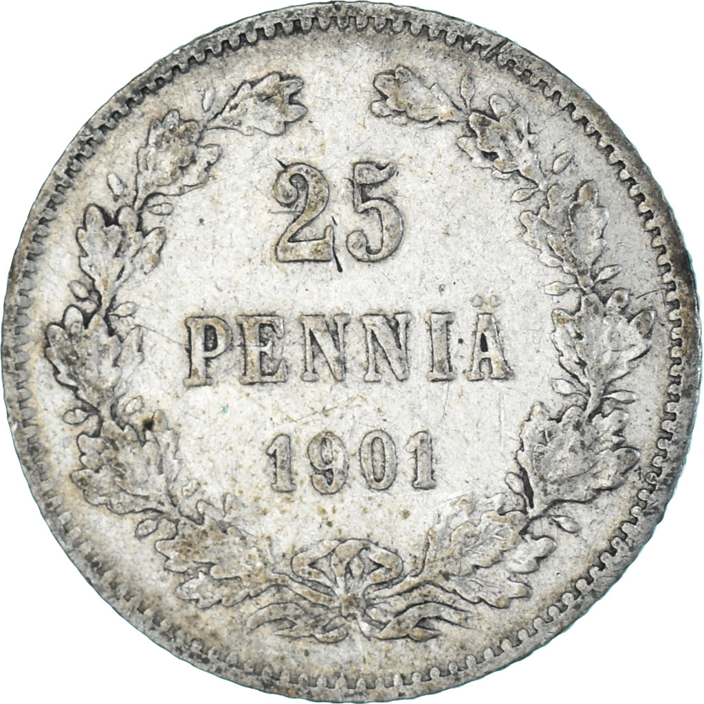 Monnaie, Finlande, Nicholas II, 25 Penniä, 1901, Helsinki, TB+, Argent, KM:6.2