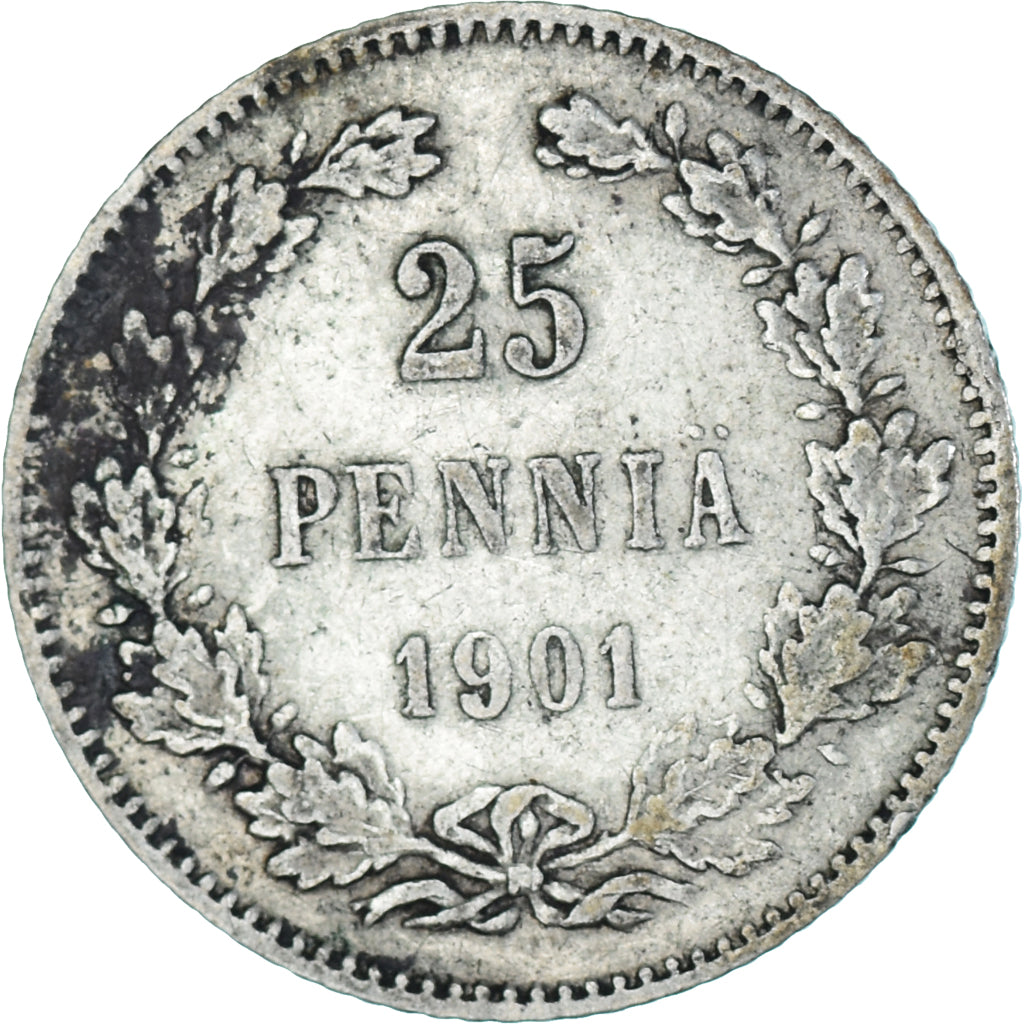 Monnaie, Finlande, Nicholas II, 25 Penniä, 1901, Helsinki, TB+, Argent, KM:6.2