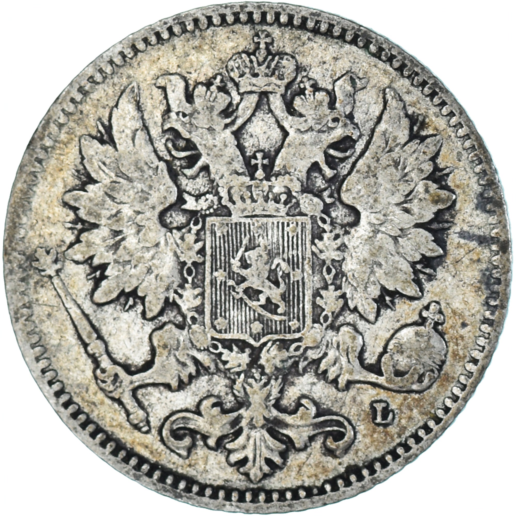 Moneda, Finlandia, Nicholas II, 25 Penniä, 1901, Helsinki, BC+, Plata, KM:6.2