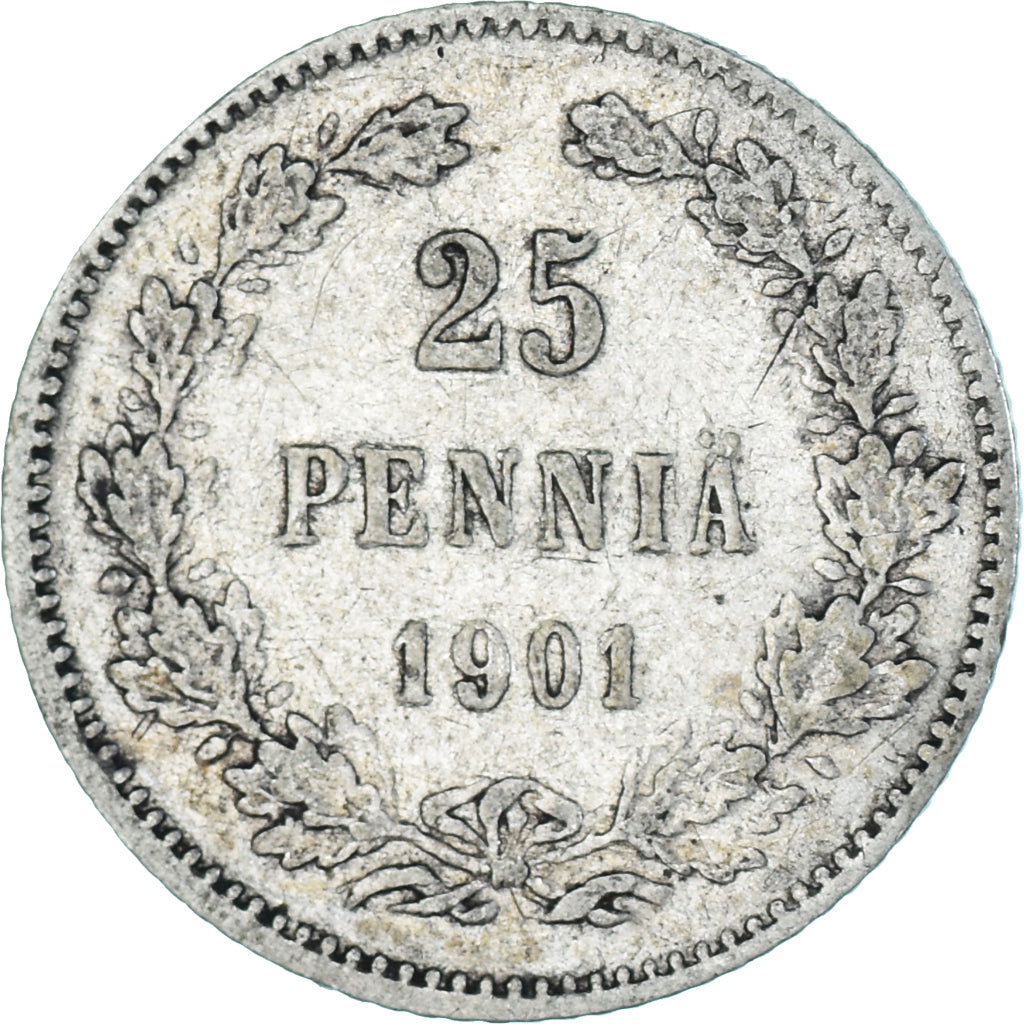 Monnaie, Finlande, Nicholas II, 25 Penniä, 1901, Helsinki, TB+, Argent, KM:6.2