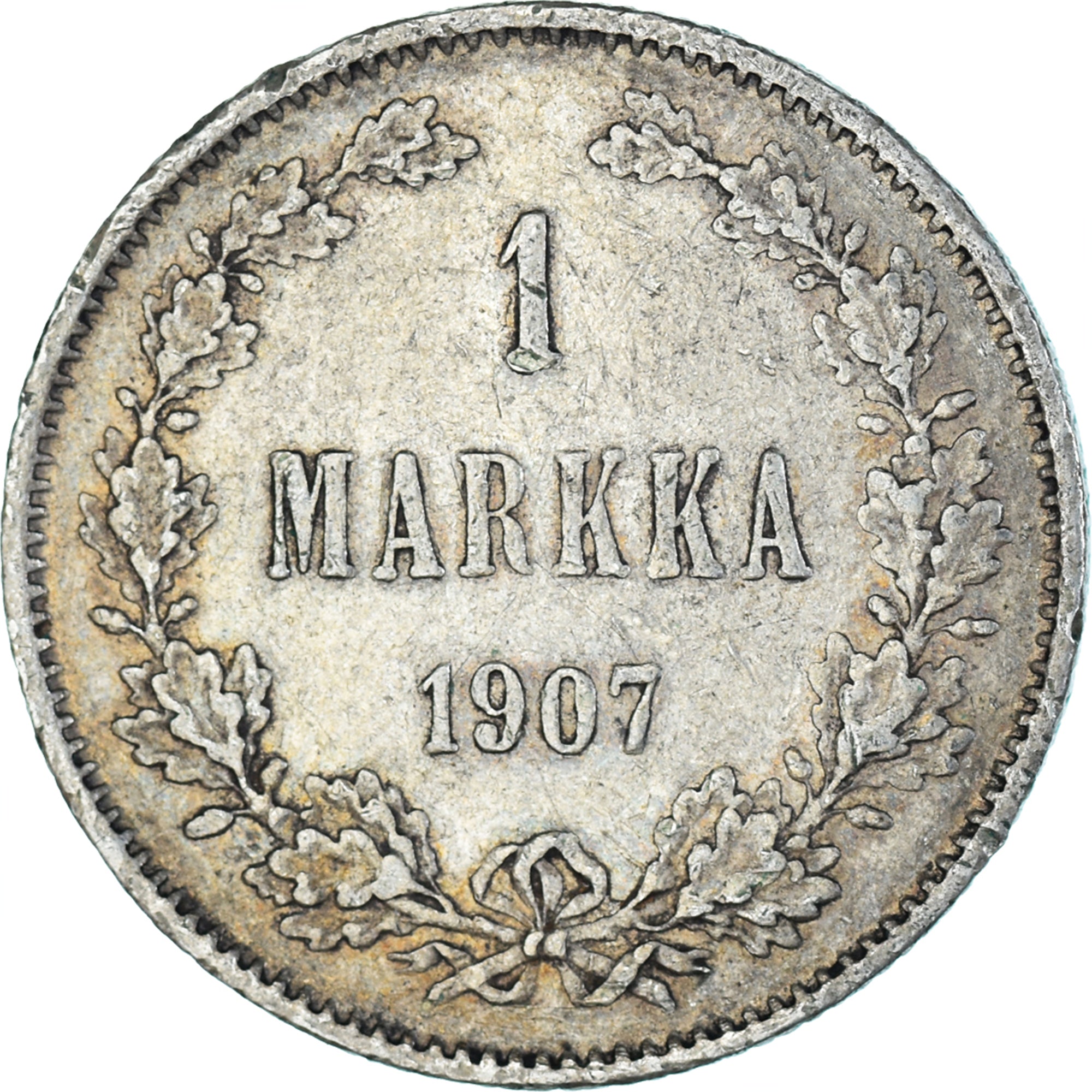 Moneda, Finlandia, Nicholas II, Markka, 1907, Helsinki, MBC, Plata, KM:3.2