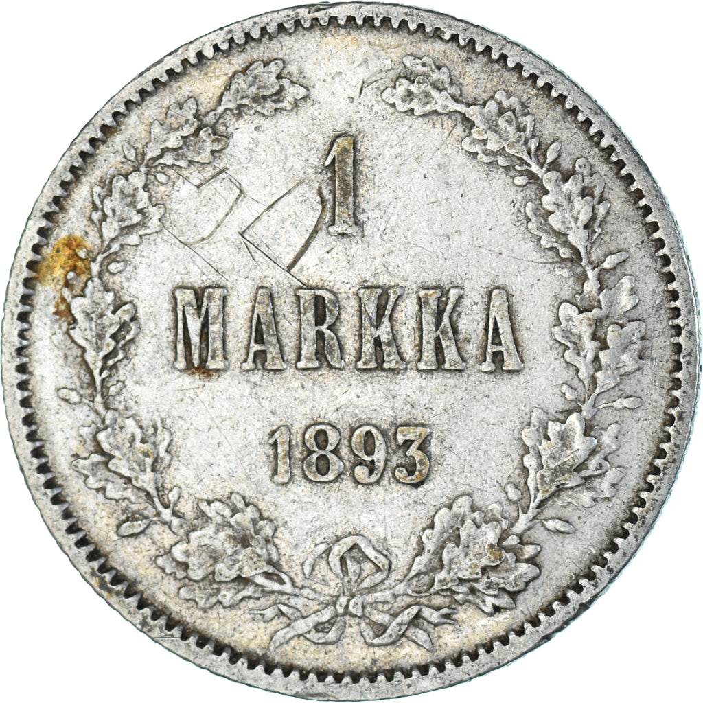 Munten, Finland, Alexander III, Markka, 1893, Helsinki, ZF, Zilver, KM:3.2