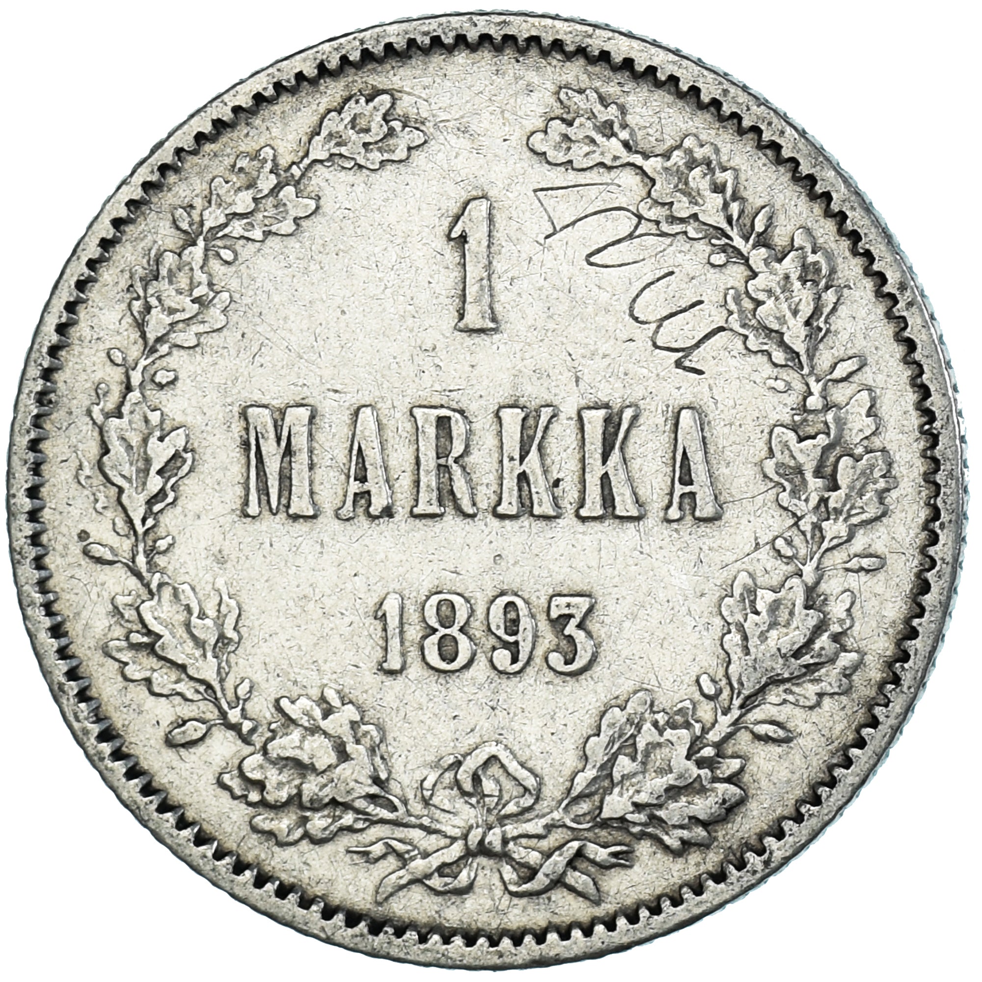 Coin, Finland, Alexander III, Markka, 1893, Helsinki, AU(50-53), Silver, KM:3.2